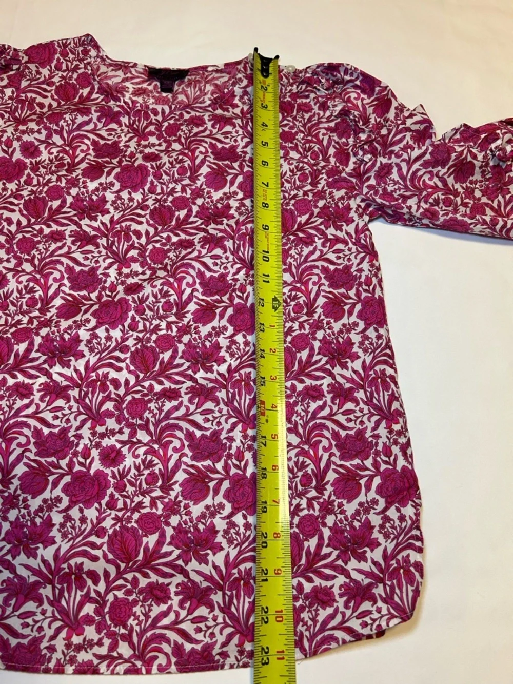 J.Crew liberty fabric floral blouse pink white puff sleeve XS cottagecore